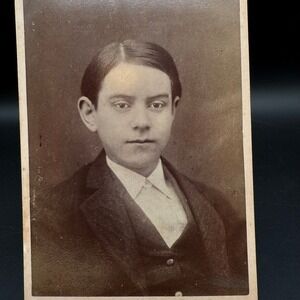 Antique Cabinet Card Photo Teen Boy by‎ Davis Deposit NY Son of Aunt Emily Evans